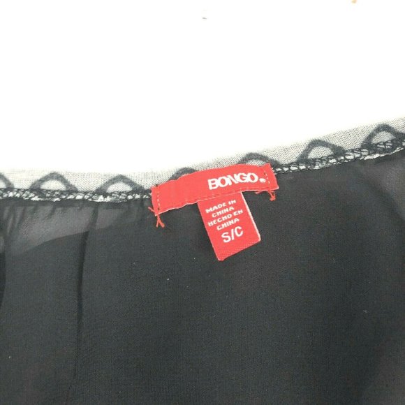 Bongo Sheer Hi Low Embellished Top Small Black Gray Short Sleeve - Picture 8 of 8